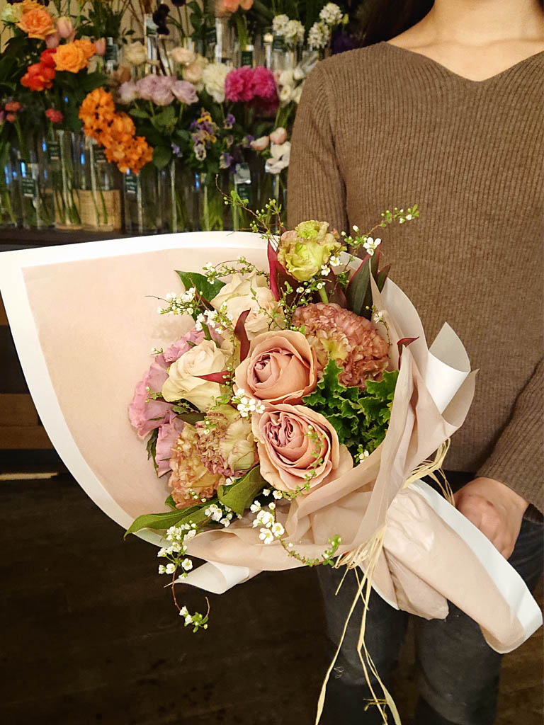 虎ノ門ヒルズ店オリジナル商品 アンティーク ブーケ スタイル ブーケ 花束 レミルフォイユドゥリベルテ 花 ギフト 通販