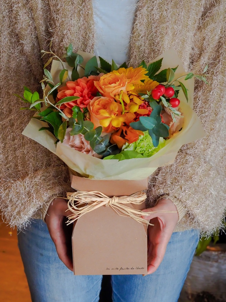 【そのまま飾れるブーケBOX | 店頭受取】Bouquet Debout - ブーケ ドゥブー | シトロン