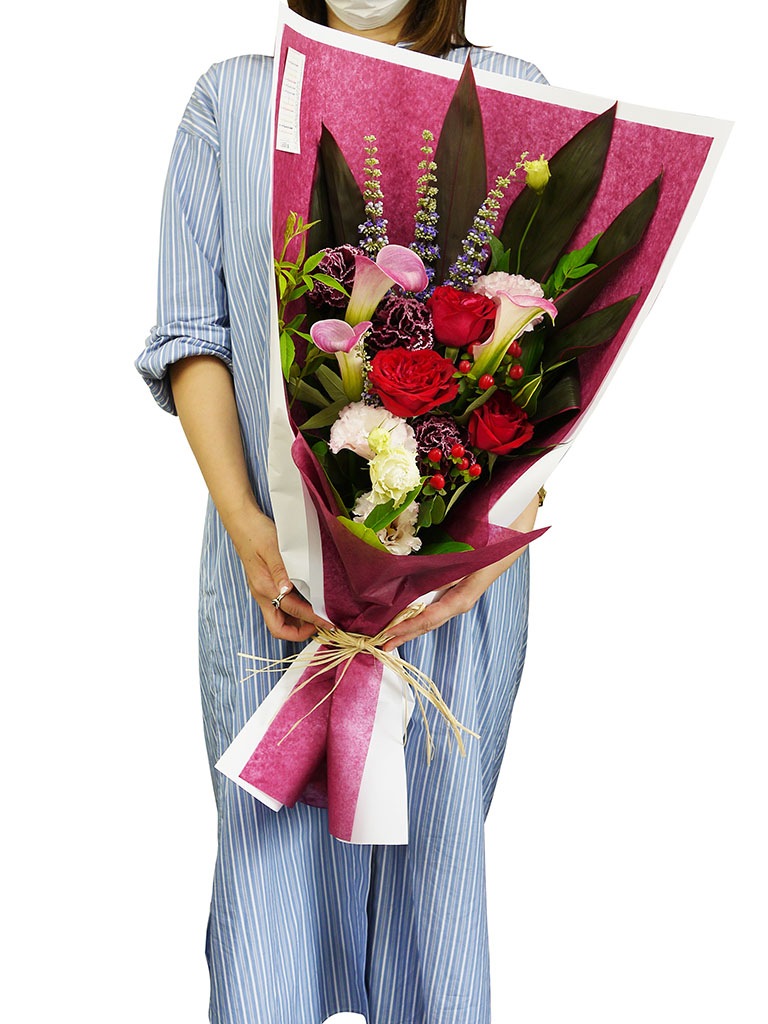 ワンサイドブーケ Sサイズ 選べる3色 予算 5 000円 レミルフォイユドゥリベルテ 花 ギフト 通販