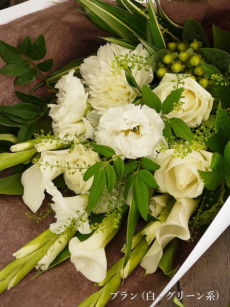 ワンサイドブーケ Sサイズ 選べる3色 カラー 白 グリーン系 レミルフォイユドゥリベルテ 花 ギフト 通販 ワンサイドブーケ Sサイズ 選べる3色 カラー 白 グリーン系 レミルフォイユドゥリベルテ 花 ギフト 通販