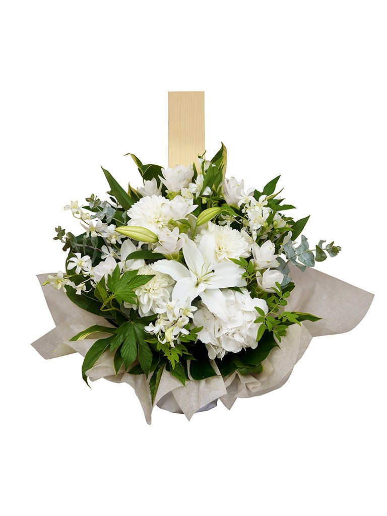 お供えアレンジメント|白・グリーン系|Lサイズ