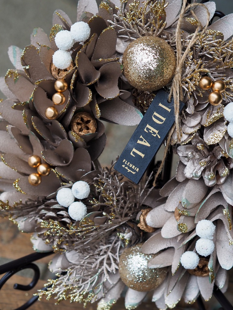 季節のナチュラルリース |Mサイズ -ホワイトゴールド-