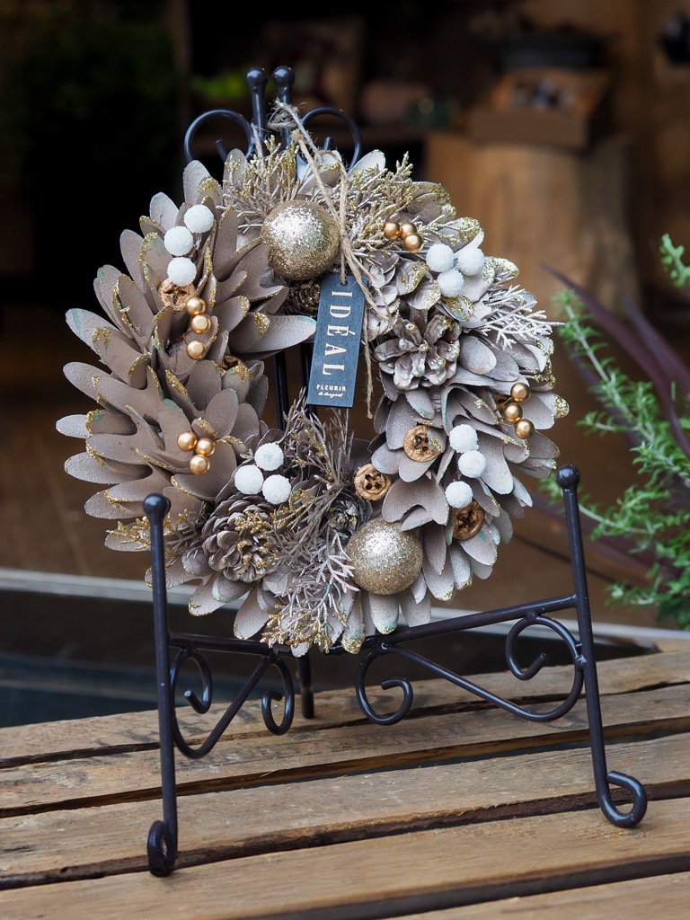 【大崎店限定｜店頭受取】季節のナチュラルリース ｜Mサイズ　-ホワイトゴールド-