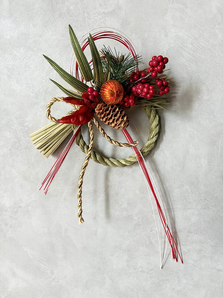 【大阪店オリジナル｜一点物】しめ飾り　Sサイズ [ レッド ] ｜送料込み* 