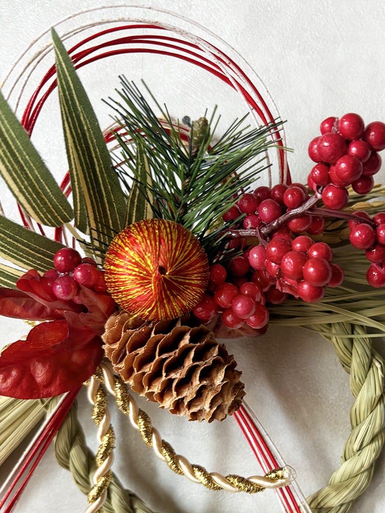 【大阪店オリジナル｜一点物】しめ飾り　Sサイズ [ レッド ] ｜送料込み* 