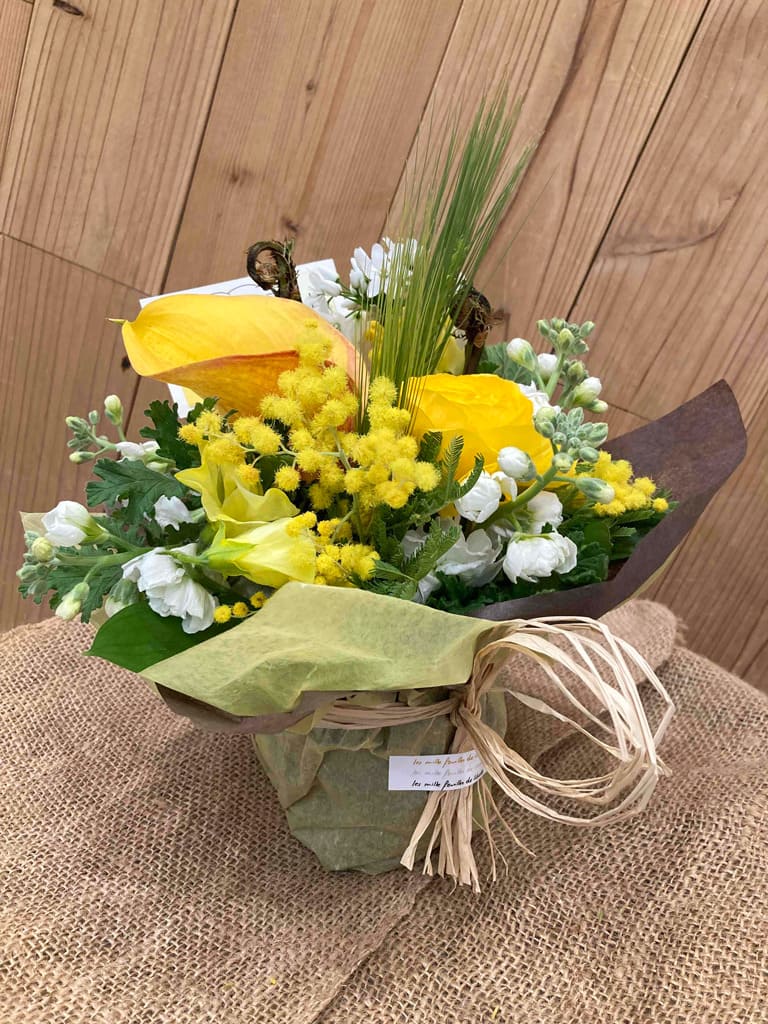 アトレ恵比寿店オリジナル A Votre Sante ア ヴォートル サンテ ミモザver 期間限定 スタイル アレンジメント レミルフォイユドゥリベルテ 花 ギフト 通販