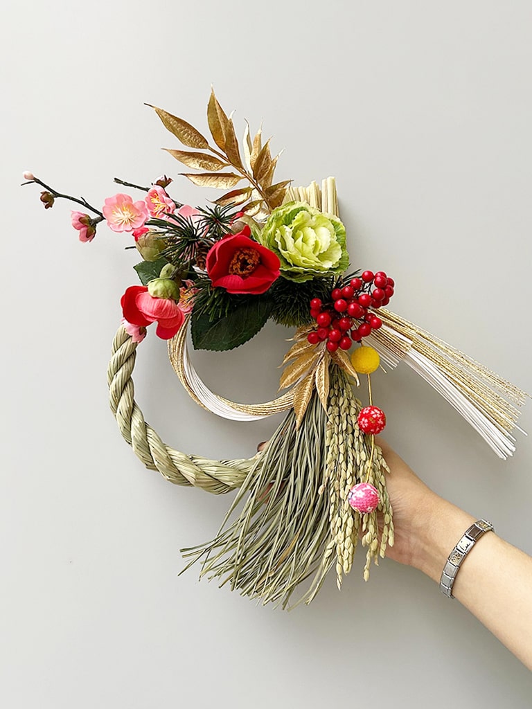 【大崎店オリジナル|一点物】お正月 しめ飾り |ゴールド×赤