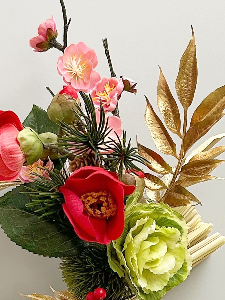 【大崎店オリジナル|一点物】お正月 しめ飾り |ゴールド×赤