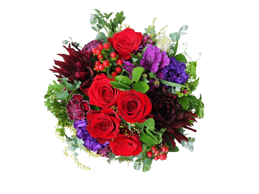 ナチュラルバスケットアレンジメント｜ルージュ｜Mサイズ