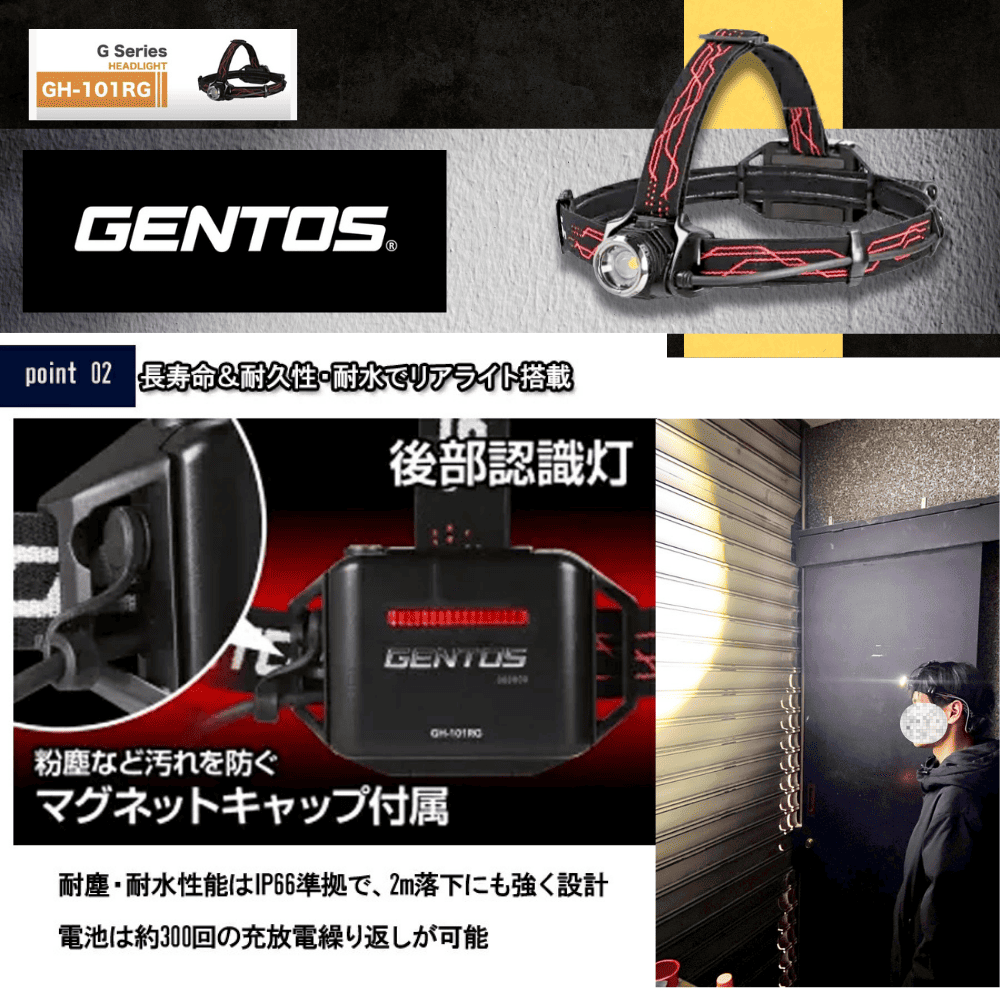 GENTOS GH-101RG ヘッドランプ ジェントス (GENTOS) Gシリーズ ヘッドライトハイブリッド GH-101RG