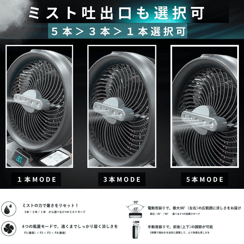 AirRevolution ミストファン オリーブ V02-OL｜キャンプ用品なら