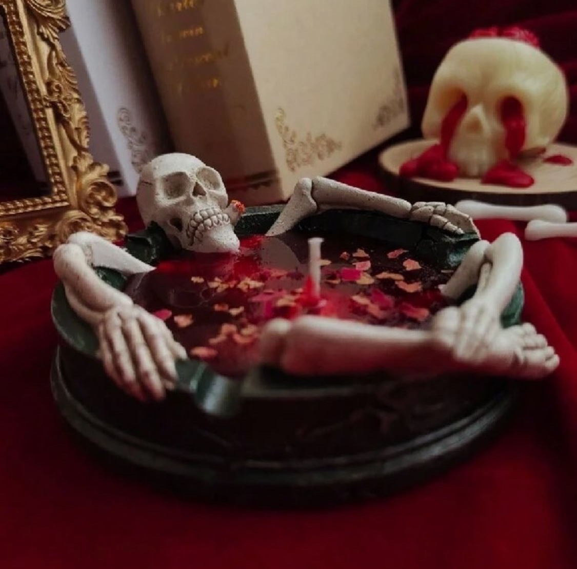 ハロウィン 飾り 風呂に入った骸骨キャンドル スカル ガイコツ