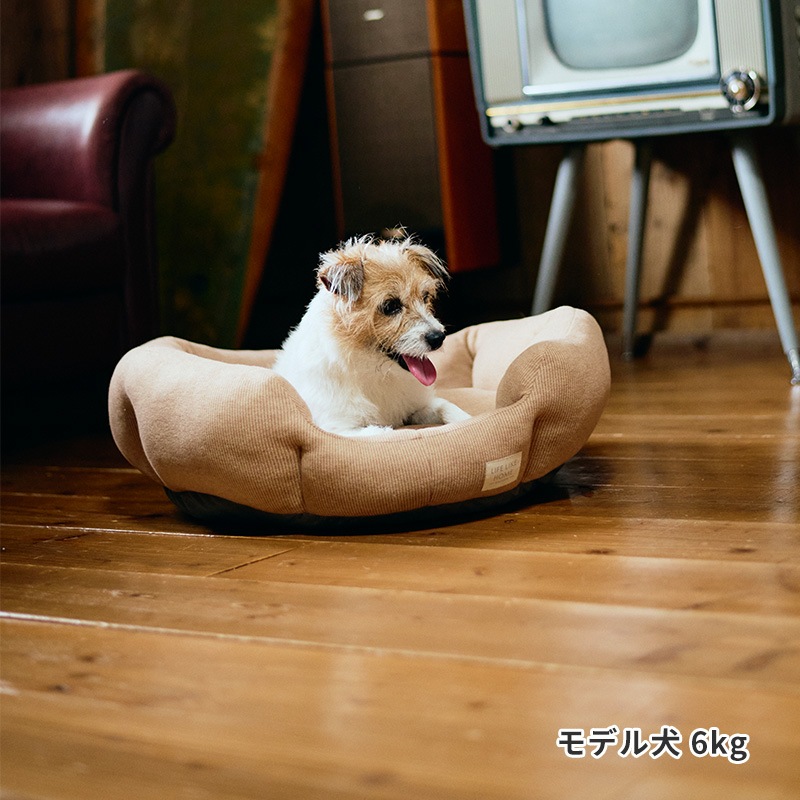 ナチュラルストライプラウンドベッド