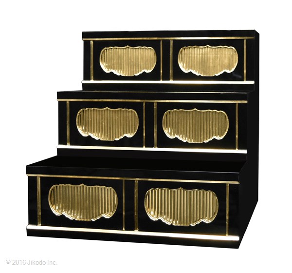 【寺院仏具】黒塗り　二間三段ひな壇 幅60cm×60cm×60cm　安心の国産品　サイズ調整可能です　自社工場にて製作　木製高級寺院仏具通販(受注生産品)(商品番号11119k)