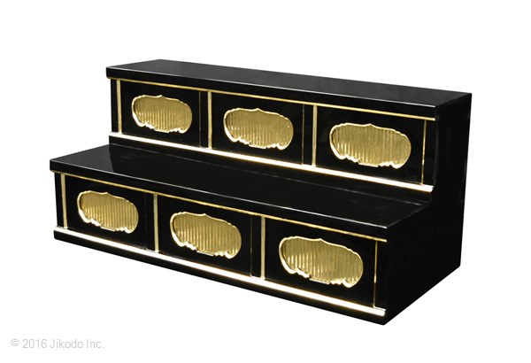 【寺院仏具】黒塗り　三間二段ひな壇 幅90cm×40cm×40cm　安心の国産品　サイズ調整可能です　自社工場にて製作　木製高級寺院仏具通販(受注生産品)(商品番号11118k)