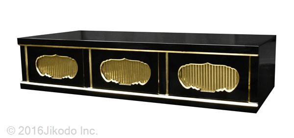 【寺院仏具】黒塗り　三間仏像台　幅90㎝ｘ高さ20㎝ｘ奥行40㎝　安心の国産品　サイズ調整可能です　自社工場にて製作　木製高級寺院仏具通販(受注生産品)(商品番号11129k)