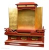 【寺院仏具】朱塗り　厨子と高欄付き低背須弥壇の2点セット 厨子台幅90センチ 安心の自社工場製作品　国産高級木製寺院仏具(受注生産品)(商品番号11162s)|宮殿・須弥壇