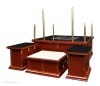 【寺院仏具】朱塗り　3.5尺　新型一重護摩壇・大壇　脇机2台　密教法具　祈祷・供養・護摩焚き　国内自社工場制作の高級木製仏具　(受注生産品)(商品番号11164s）