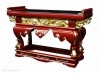【寺院仏具】朱塗り  通し彫前机4尺(職人1人1人手作りの為、アール曲線、彫、足の形等多少変わります。画像は見本です)　国産木製高級寺院用仏具通販(受注生産品)(商品番号10061s)|前机