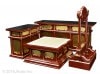 【寺院仏具】朱塗り ケイ台付 二重3.5尺密壇(登高座)４点セット　 国産木製高級寺院用仏具通販(受注生産品)（商品番号10037s)|登高座・密壇 