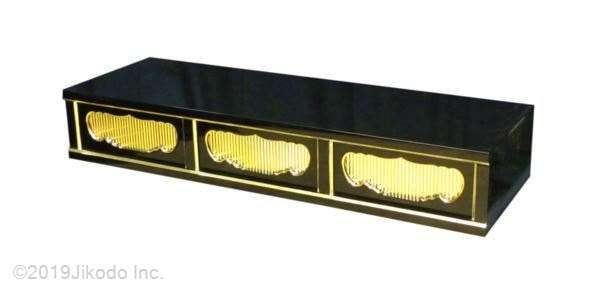 【寺院仏具】黒塗り　三間仏像台　幅120㎝ｘ高さ20㎝ｘ奥行40㎝　安心の国産品　サイズ調整可能です　自社工場にて製作　木製高級寺院仏具通販(受注生産品)(商品番号11132k)