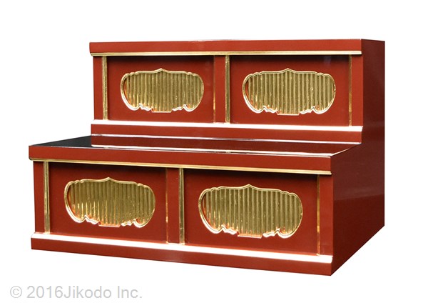 【寺院仏具】朱塗り　二間二段ひな壇 幅60cm×40cm×40cm　安心の国産品　サイズ調整可能です　自社工場にて製作　木製高級寺院仏具通販(受注生産品)(商品番号11115s)