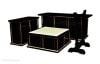 【寺院仏具】黒塗り　収納できる折り畳み登高座3.5尺　磬台(ケイ台)付　設置場所の移動に最適です　国内自社工場制作の高級木製仏具(受注生産品)(商品番号10065k）|登高座・密壇 