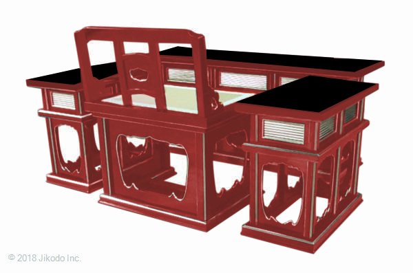 【寺院仏具】　朱塗り　椅子式鎌倉型3.5尺登高座4点セット　 安心の自社工場製作品　国産木製高級寺院用仏具通販(受注生産品)(商品番号10076s)