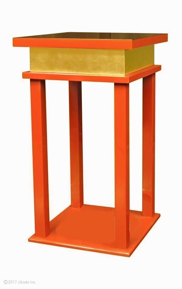 【寺院仏具】朱塗り　慈光型の中央香台(焼香机、供物台にも)　安心の国産寺院仏具　自社工場にて製作　木製高級寺院仏具通販(受注生産品)(商品番号10083s)