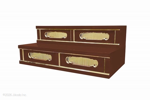 【寺院仏具】潤み塗り　二間二段ひな壇 幅75cm×30cm×40cm　安心の国産品　サイズ調整可能です　自社工場にて製作　木製高級寺院仏具通販(受注生産品)(商品番号11135u)