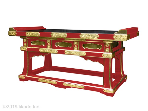 【寺院仏具】朱塗り　高級導師机　上卓や焼香机にも　安心の国産品　自社工場にて製作　木製高級寺院仏具通販(受注生産品)(商品番号11205s)
