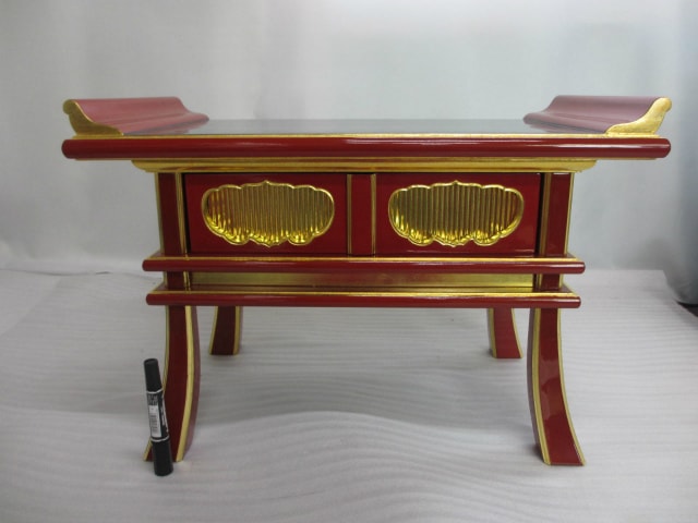 【特別販売品】朱塗り　中京型経机　20号(幅約61cm×高さ約38cm×奥行約35cm) 在庫品特価 管理番号「5006」