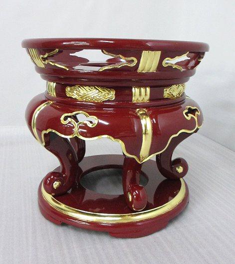 【特別販売品】朱塗り　丸型ケイス台　1.2尺(内径36.5cm高さ約38cm)長期在庫品の為特価セール　木製高級仏具通販　管理番号「997228」