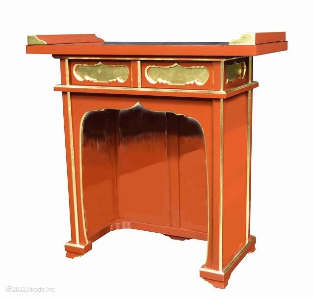 【寺院仏具】朱塗り　椅子用導師机(幅75cmｘ高74cmｘ奥34)安心の国内自社工場製 (受注生産品)（商品番号11201s)