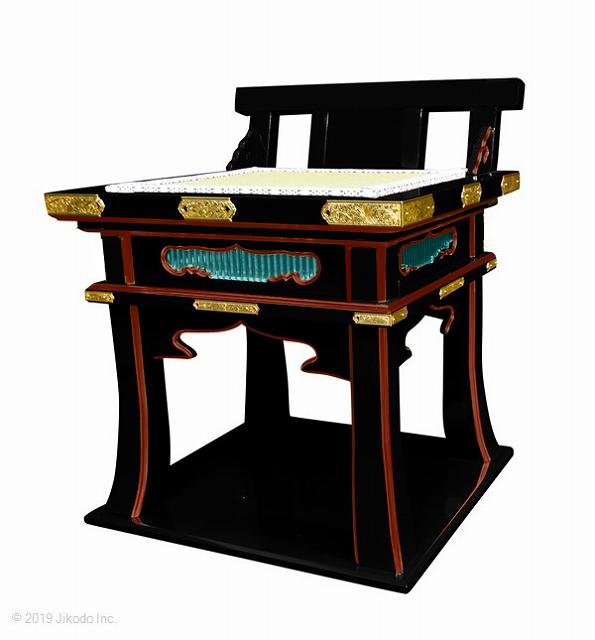 【寺院仏具】黒塗り面朱 高級背高導師机用椅子　金具付きタイプ 幅48センチ　安心の国産品　自社工場にて製作　木製高級寺院仏具通販(受注生産品)(商品番号61015kmk)