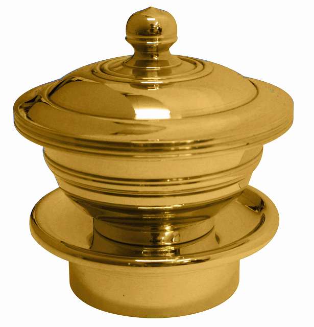 【寺院仏具】＜密教法具＞塗香器　中型　真鍮製　磨き　国産品　(受注生産品)（商品番号6129）