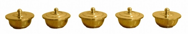 【寺院仏具】＜密教法具＞五器　中型　1組（五個）真鍮製　磨き　国産品　(受注生産品)（商品番号6142）