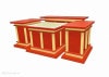 【寺院仏具】朱塗り　慈光型の椅子式3.5尺密壇(登高座)4点セット　自社オリジナル仏具　サイズ調整可能　　国内自社工場制作の高級木製仏具　(受注生産品)(商品番号10236s）|登高座・密壇 