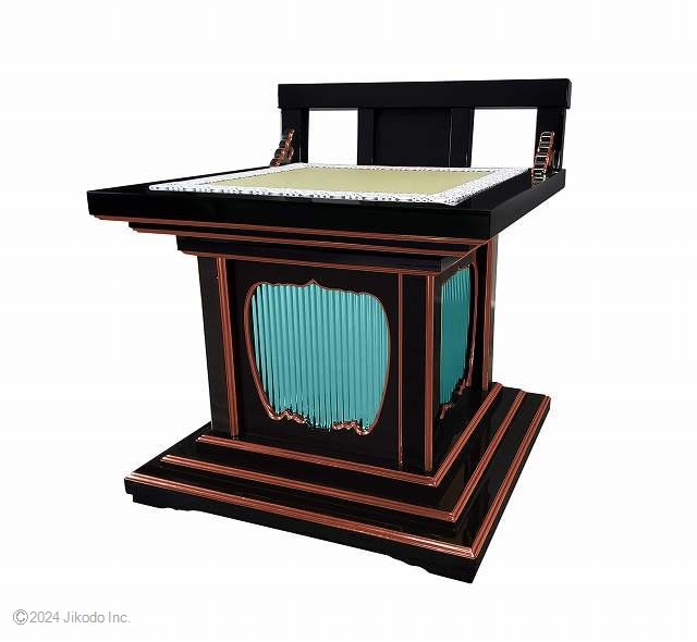 【寺院仏具】黒塗り面朱 背もたれ付き　ご導師様用高級礼盤(椅子式) 360度回転する回転式曲録・曲禄　サイズ調整可能　国内自社工場制作のオリジナル高級木製仏具(受注生産品)(商品番号61085km）