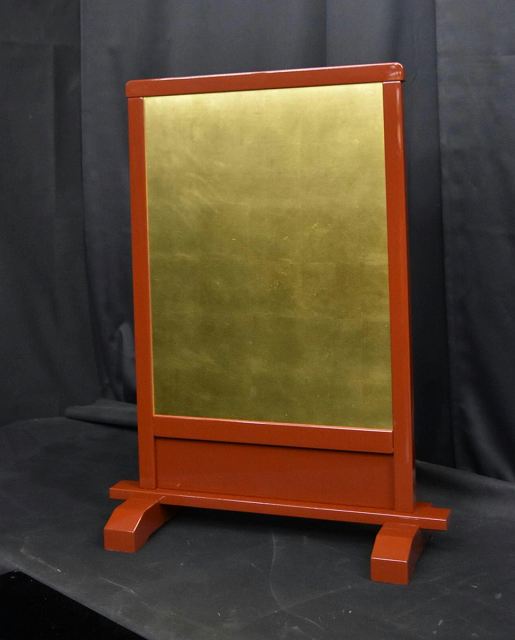 【特別販売展示品】寺院用朱塗り衝立　目隠し、間仕切りに最適です(小傷、経年劣化有り)(幅64cm×高さ85cm×奥行28cm)自社工場製作品(商品番号60054)
