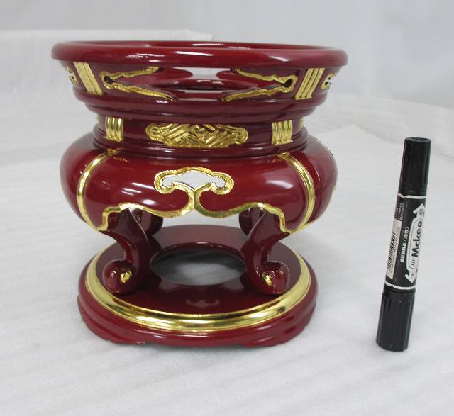 【特別販売品】木製　朱塗り　丸金台6号　(内径約18センチ)長期在庫品のため、特価セール価格　木製高級仏具通販　(管理番号7667)