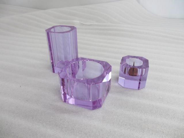【特別販売品】クリスタル仏具　3点(香炉幅約7.5cm×高さ約5cm×口径6cm)長期在庫品の為特価セール　(管理番号8194)
