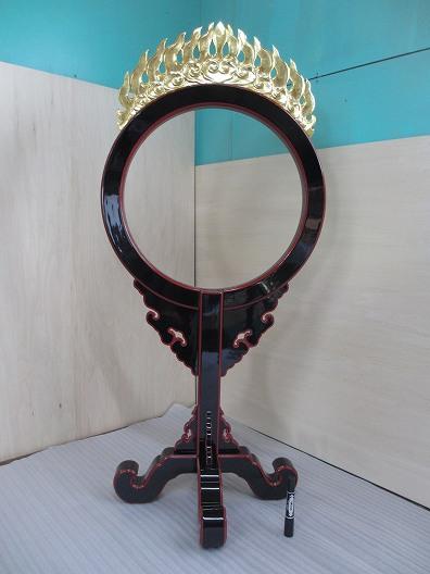 【特別販売品】黒塗り　銅鑼台(総高さ115cm円外径53cm円内径43cm)発送まで約2週間　特価セール価格　木製高級仏具通販(管理番号4539)
