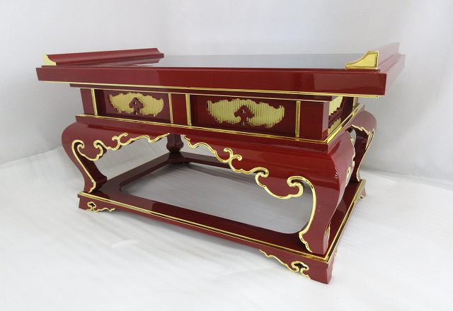 【特別販売品】限定１台　朱塗り　導師机　2.5尺(幅約76cm高約36cm奥約42.5cm)在庫品のため特価価格 木製高級仏具通販(管理番号4559)