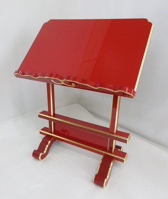【特別販売品】朱塗り　見台　1.8尺(幅約54.5cm高約70cm足奥約30cm)在庫品のため特価価格 木製高級仏具通販(管理番号4561)