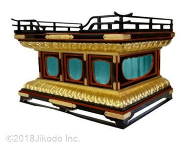 【寺院仏具】黒塗り面朱　幅150センチの和様蓮華彫り・金具付き　須弥壇　安心の国産品　自社工場にて製作　木製高級寺院仏具通販(受注生産品)(商品番号61096km)