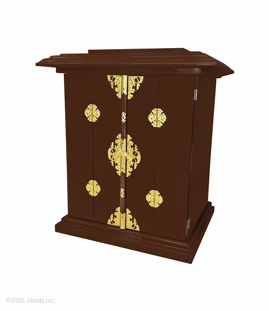 【寺院仏具】潤み塗り　4枚扉の高級厨子　外寸高さ56センチ　安心の国産寺院仏具　自社工場にて製作　木製高級寺院仏具通販(受注生産品)(商品番号10314u)