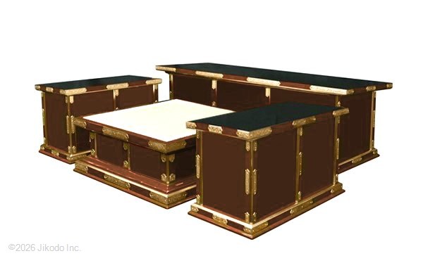 【寺院仏具】潤み塗り　金具付き密壇・登高座セット(一重タイプ)　幅105センチ　安心の国産寺院仏具　自社工場にて製作　木製高級寺院仏具通販(受注生産品)(商品番号10321u)