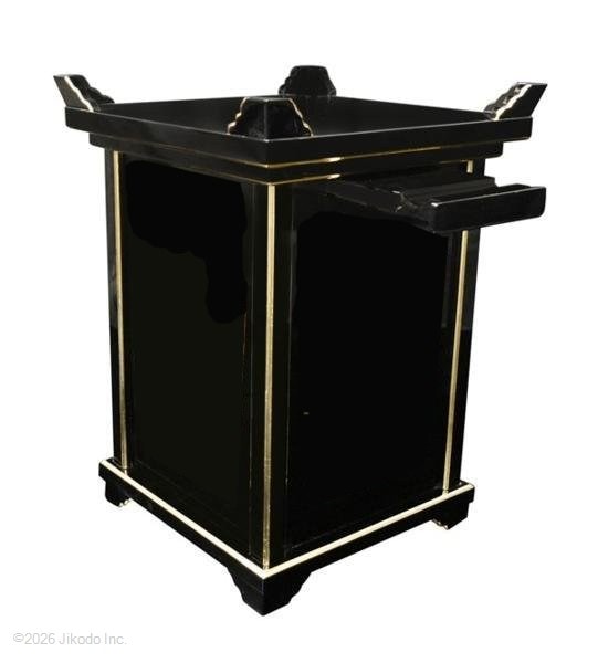 【寺院仏具】黒塗り 椅子式用 大型角型木魚台1.4尺 倍置き台付　安心の国産品　自社工場にて製作　木製高級寺院仏具通販(受注生産品)(商品番号10340k)