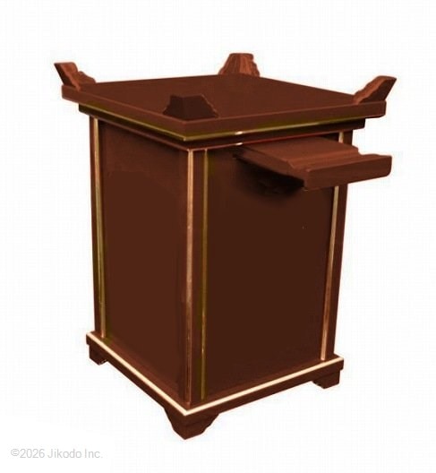 【寺院仏具】潤み塗り 椅子式用 大型角型木魚台1.4尺 倍置き台付　安心の国産品　自社工場にて製作　木製高級寺院仏具通販(受注生産品)(商品番号10340u)